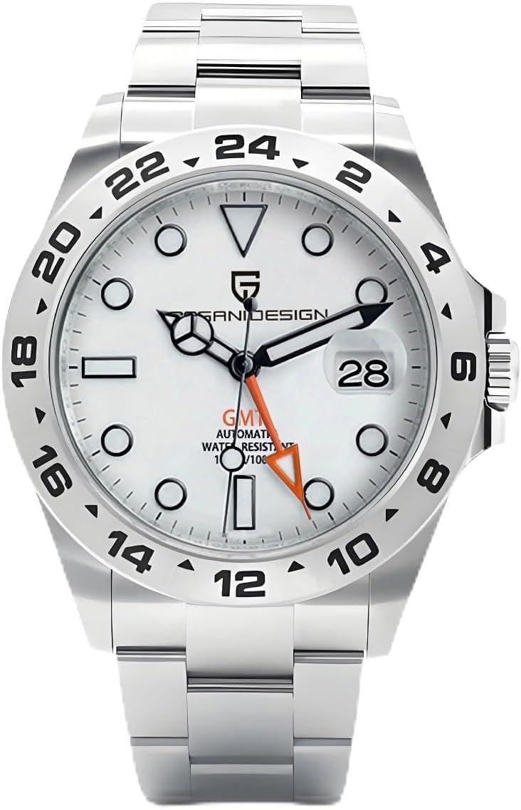 Pagani Design Watches for Men Automatic Mechanical GMT 42mm Sport Waterproof Stainless Steel Sapphire Glass Wrist Watch