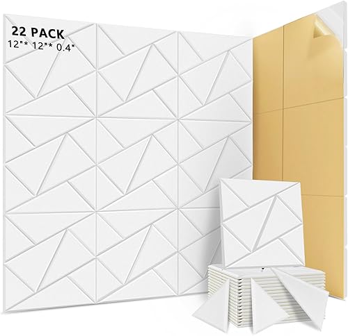 Paquete de 22 paneles de espuma a prueba de sonido para paredes, paneles de pared de 12 x 12 x 0.4 pulgadas con autoadhesivos, paneles acústicos de