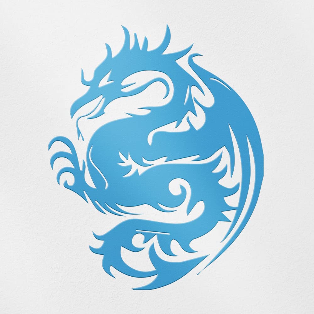 Transparent Decal Stickers of Dragon Silhouette 5 (Azure Blue) Premium Waterproof Vinyl Decal Stickers for Laptop Phone Accessory Helmet Car Window