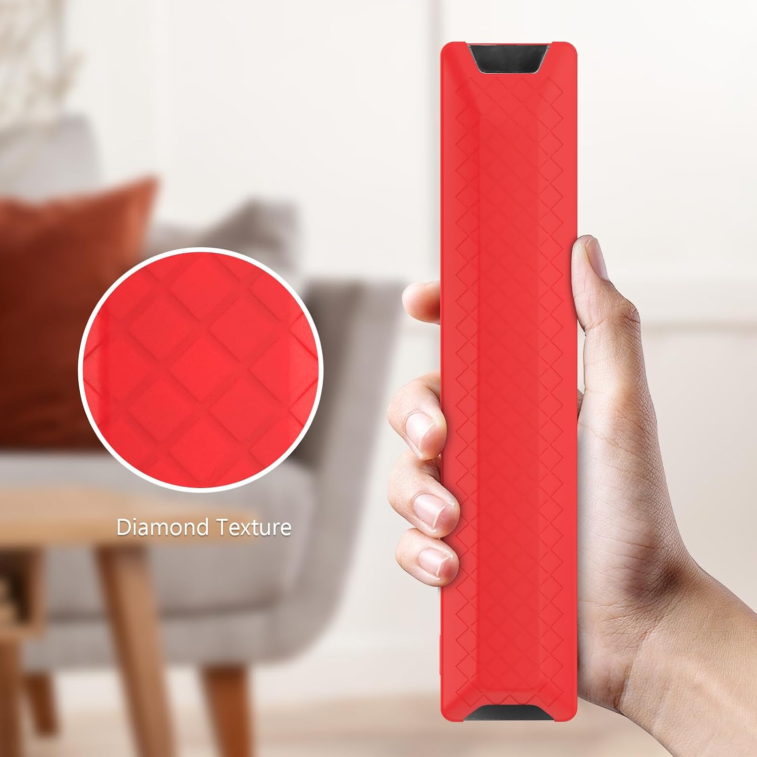 Close-up of the back of the silicone cover, showing a diamond texture pattern