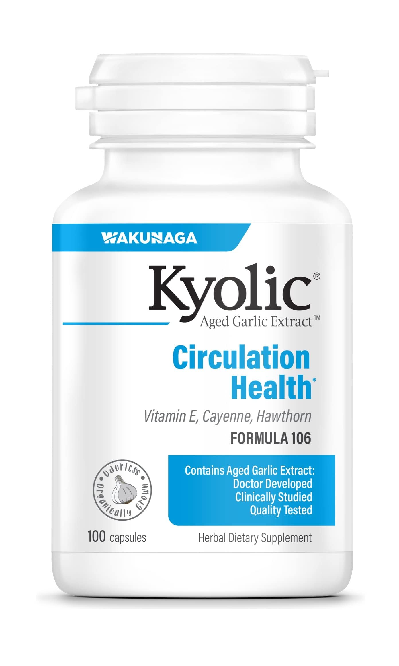 Kyolic Aged Garlic Extract Formula 106, Circulation Health*, 100 Capsules.