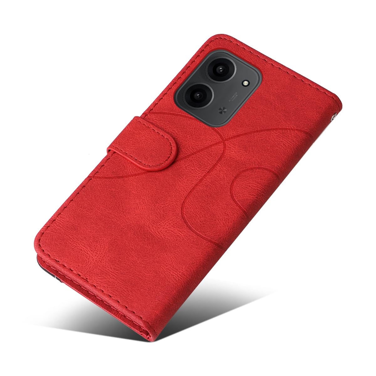 Housse Portefeuille Magnétique Pour Xiaomi Redmi 15C 4G/5G - Cuir PU, Verre Trempé Inclus - Rouge