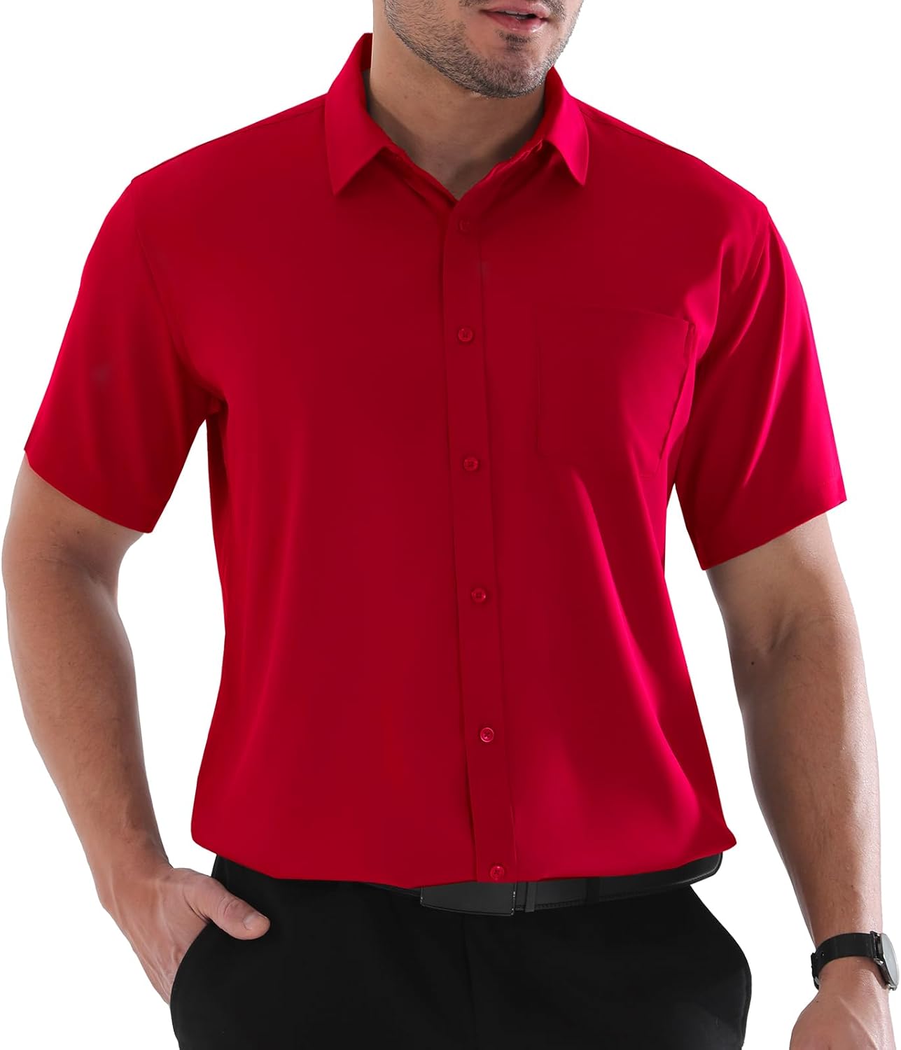 Dress Shirts for Men Big and Tall (XL Big-6XL Big Tall) Button Down Short Sleeve Business Casual Collared Shirt