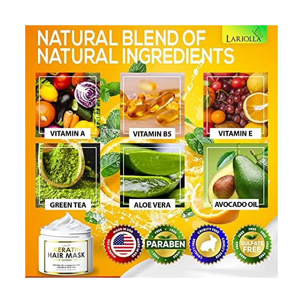 Keratin-Hair-Mask-Repairs-Dry-Damaged-Hair-Professional-Keratin-Hair-Treatment-with-Avocado-Oil-Aloe-Vera-Vitamin-E-Made-in-Usa-Effective-Keratin-Complex-Anti-Frizz Keratin Hair Mask - Repairs Dry & Damaged Hair - Professional Keratin Hair Treatment with Avocado Oil - Aloe Vera - Vitamin E - Made in Usa- Effective Keratin Complex - Anti Frizz