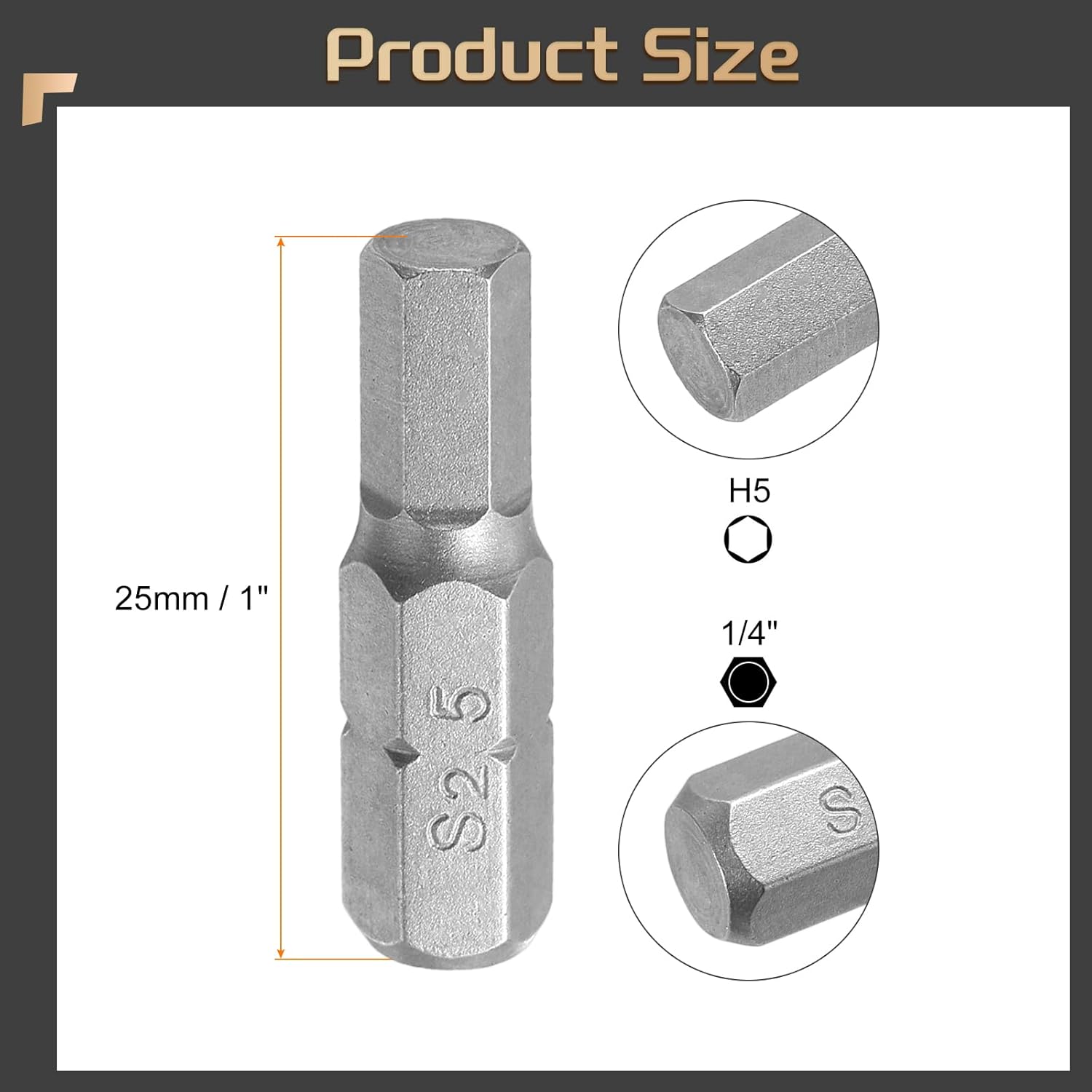 HARFINGTON 10pcs Hex Bits 1/4" Hex Shank H5 Head 1" Length S2 Steel Hexagon Wrench Drill Bit for Repair Work Electric Screw Driver