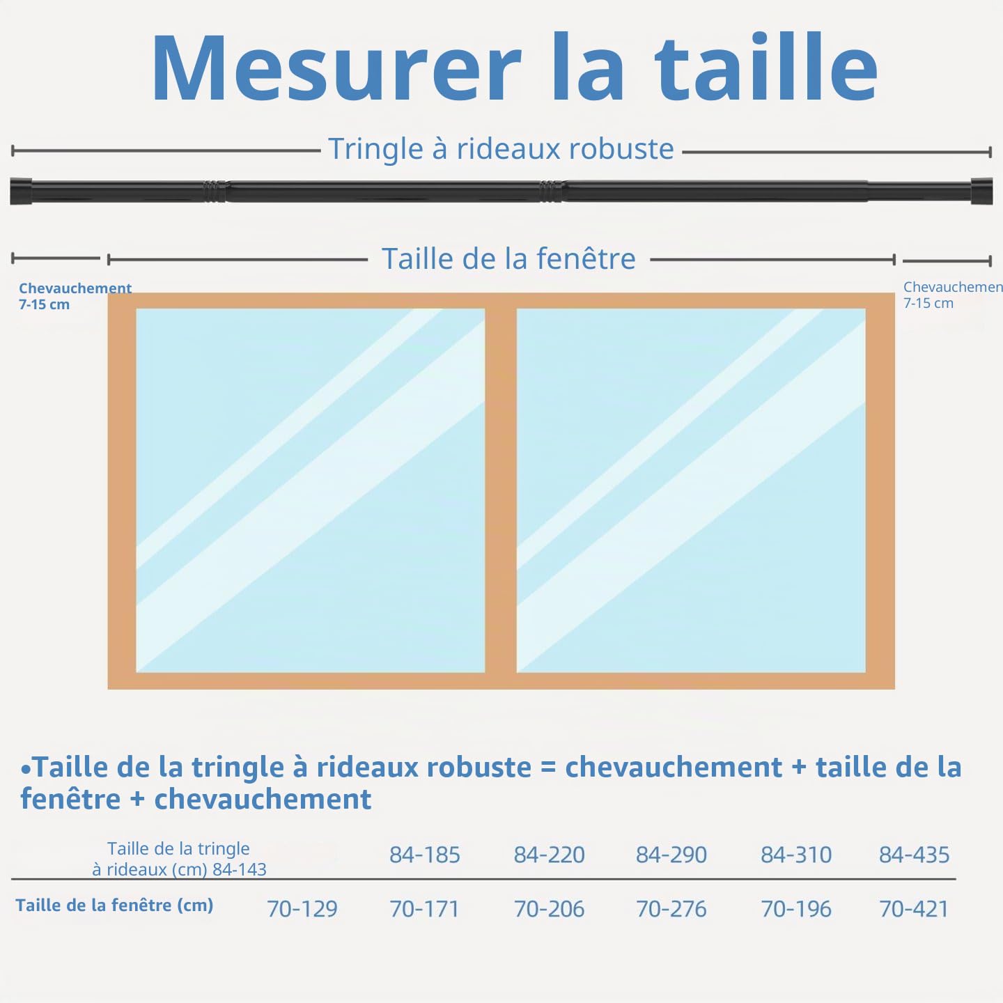 Tringle Rideau Tringle à Rideaux Tringle a Rideaux Réglable Avec Embout Cylindrique 25 Mm De Diamètre Pour Chambre à Coucher Salon Cuisine Blanc 109-435Cm
