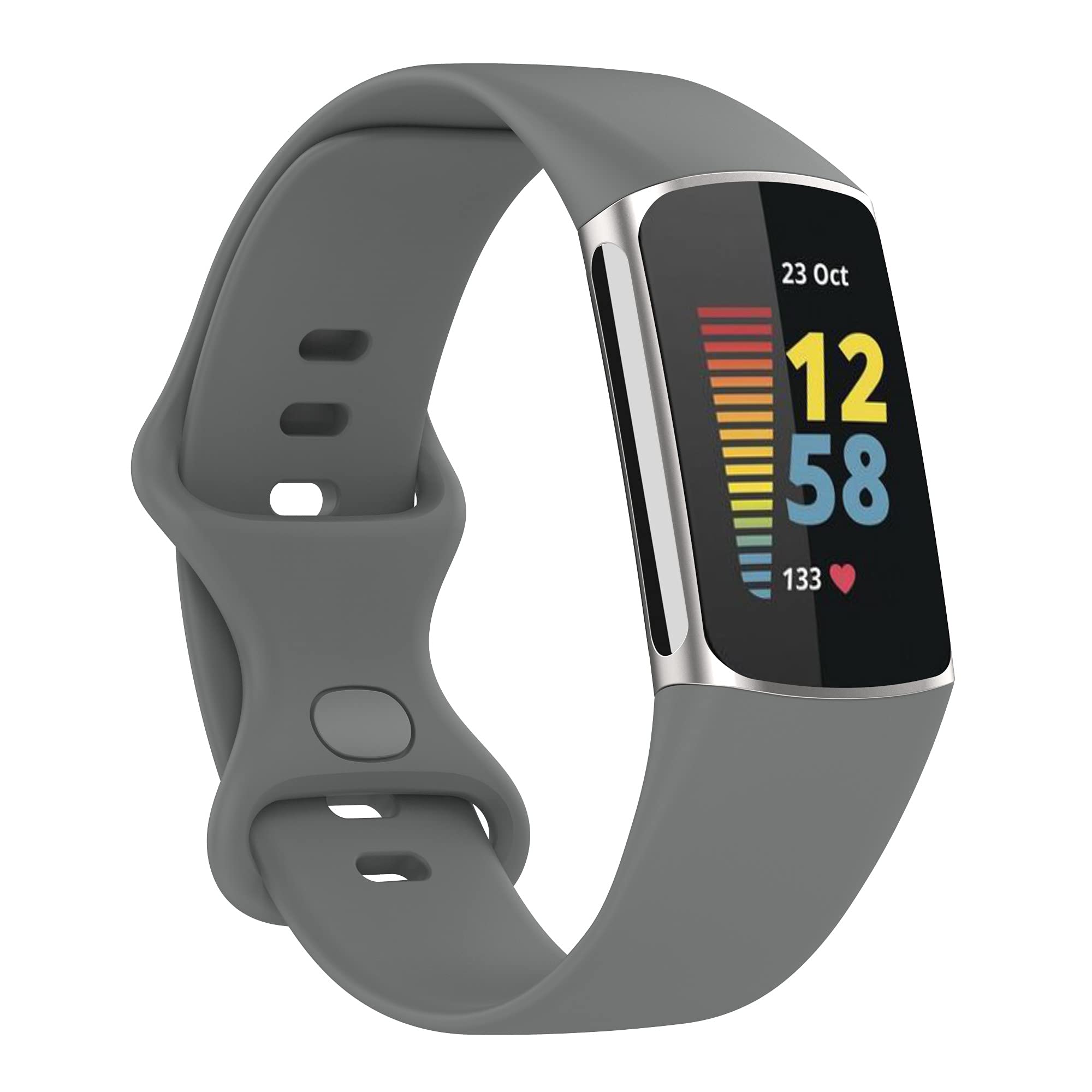 AISPORTS Compatible with Fitbit Charge 6/5 Strap Silicone for Women Men, Soft Flexible Breathable Silicone Sport Wristband Metal Clasp Bracelet Replacement Strap for Fitbit Charge 6/5 Activity Tracker