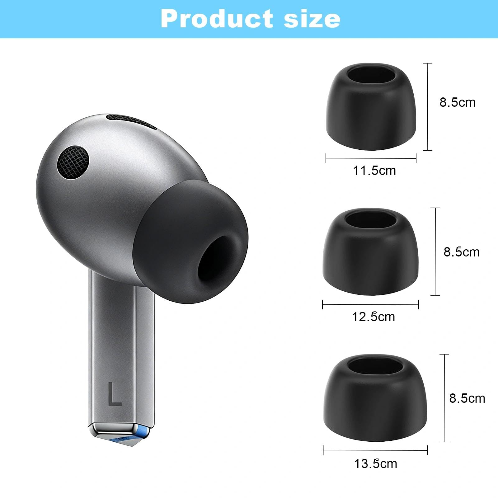 Silikonowe Końcówki Buds 3 Pro L M S, 3 Pary