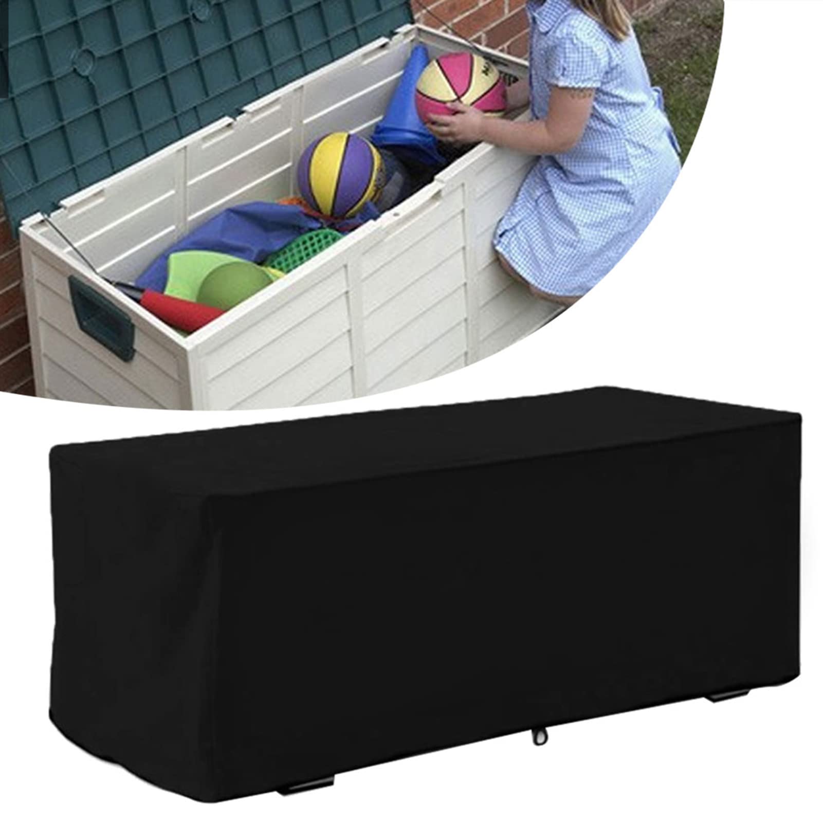 Couverture de boîte de pont, Exterieur Jardin Rangement MAGT Patio Deck Box Couverture de jardin boîte de rangement Housse étanche pliable Oxford transpirant Tissu extérieur Housse 123x62x55cm (Noir)