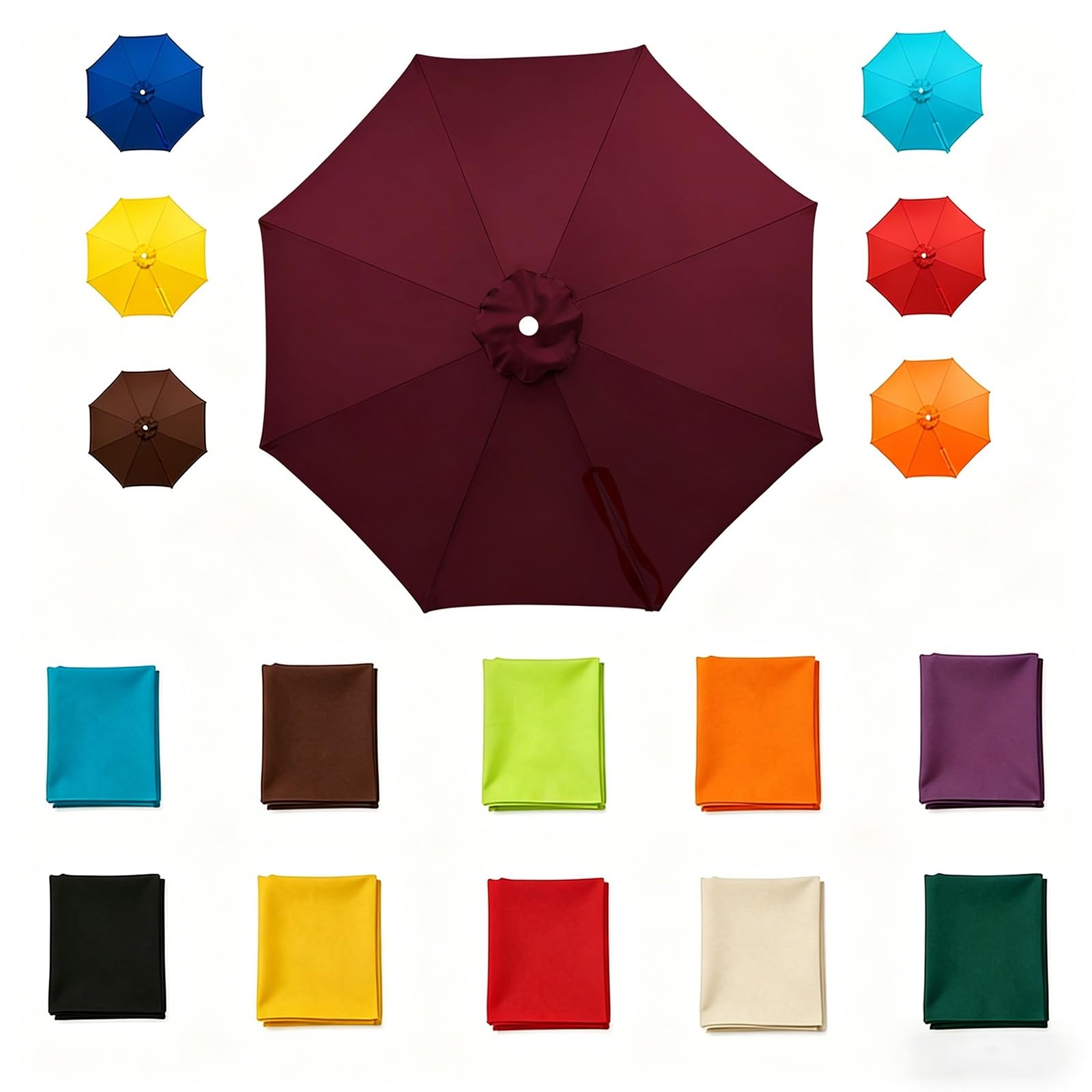 Garden parasol replacement canopy 6 Ribs/8 Ribs 6.5Ft 7.5FT 9FT 11FT 13FT Waterproof UV Protective Outdoor Sunshade Cover for Garden Deck Backyard Pool (Canopy Only) Purple 3.5m/11.5FT-6Ribs