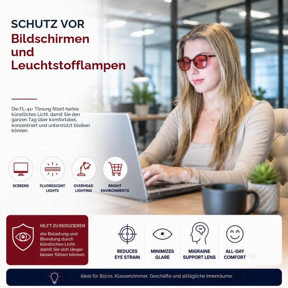 Family Tree Remedies FL-41 Migränebrille mit AR-Übergangsgläsern für Innen- und Außenlichtempfindlichkeit & Photophobie (Tortoise Pro)