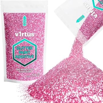 v1rtus Glitter Paint Additive - Rose Pink | 100g Metallic Flakes for Adding Sparkle to Paints & Wood Varnish | Add to Emulsion, Acrylic & Latex for Indoor Sparkly Walls