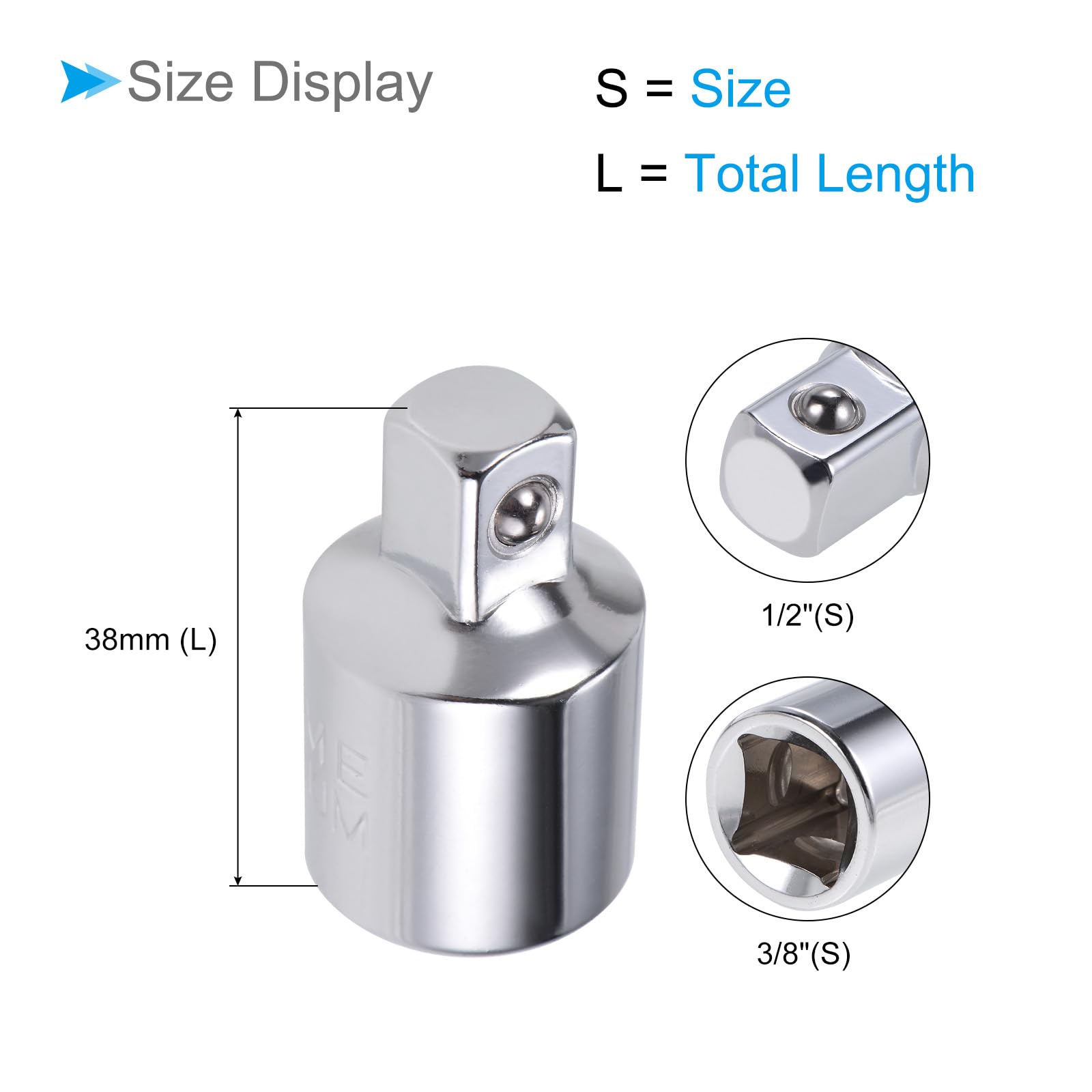 Riduttore Presa 3/8" A 1/4" Con Molla A Sfera – 25 Mm, In CR-V, Per Riparazioni Auto E Manutenzione Macchinari