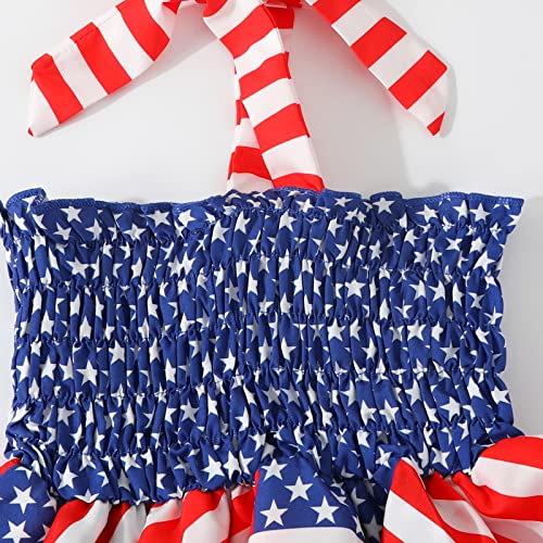 4Th Of July Toddler Baby Girl Dress Independence Day Outfit Girls Ruffle Dresses American Flag Stripe Stars Suspender Dress(3-4T) #TOP4