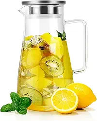 Mimo style Jarra de Vidro Borossilicato 1,5L Tampa Hermetica Removivel Com Filtro Inox e Vedacao em Silicone, Resistente, Suporta Altas e Baixas Temperaturas