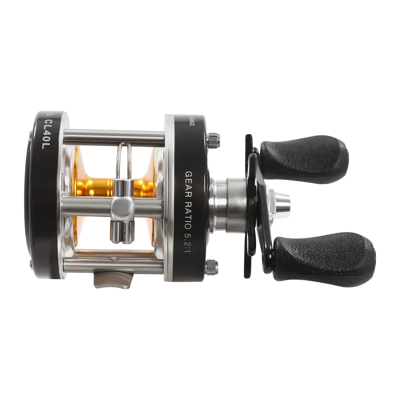 Carrete de pesca Baitcasting Cuerpo de metal reforzado Carrete de baitcaster redondo Resistencia 13,61 kg Freno centrífugo para bagre salmón anguila rayada perca atún costera y pesca de aguas