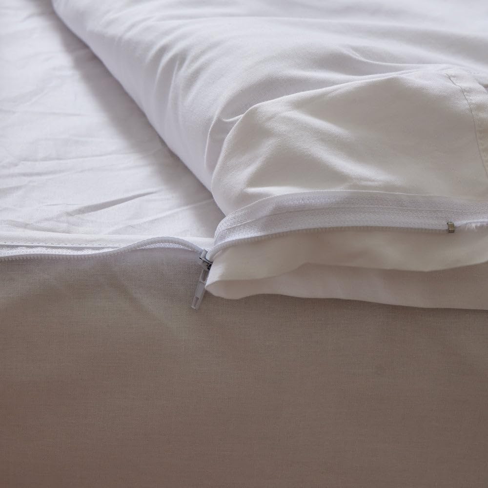 10XDIEZ Funda de Saco Nórdico Ajustable con Cremalleras Laterales, en Algodón y Poliéster, para Camas de 80 a 105 cm - Blanco, Cama de 90cm