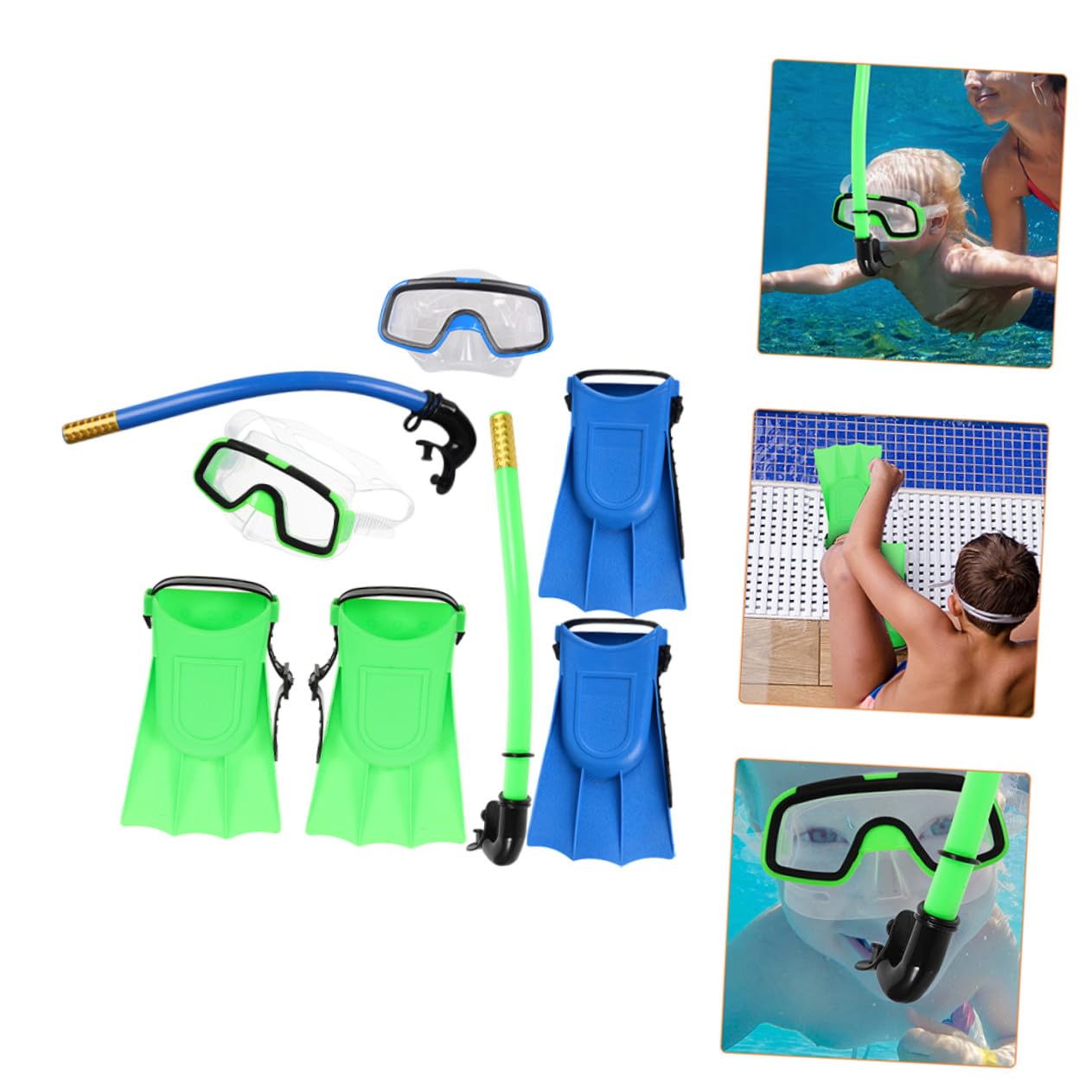 Toddmomy Snorkel para Gafas de Buceo Antiniebla y Aletas Ajustables Panorámica con Tecnología Anti-Fugas para Visión Clara y Natación y Buceo Incluye Gafas y Tubo Snorkel Azul y Verde