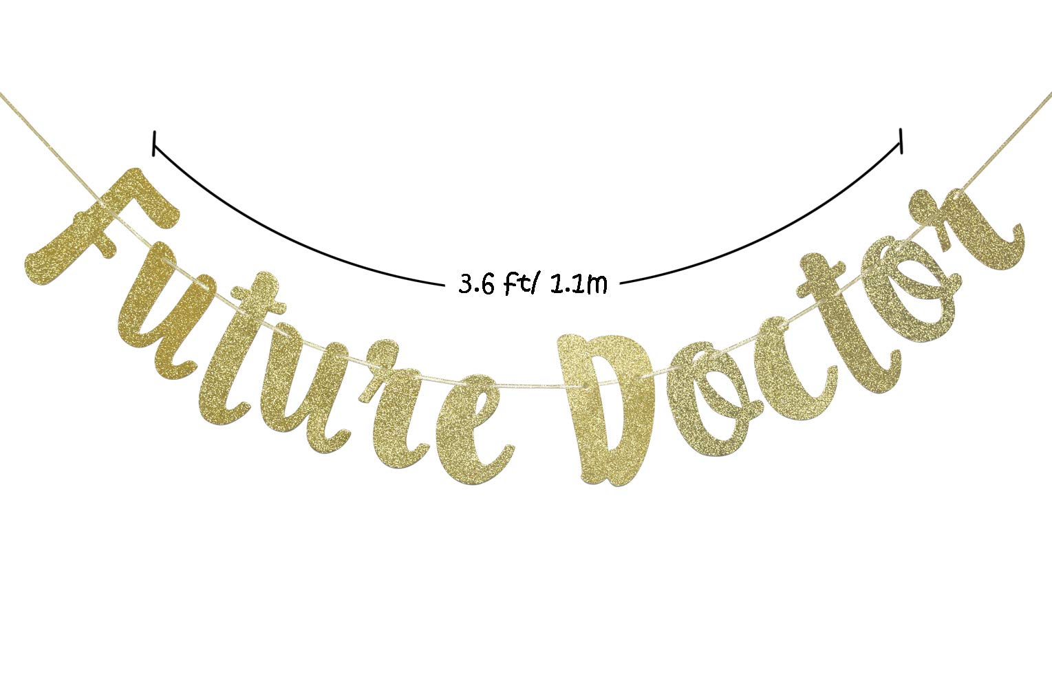 Glitter Future Doctor Banner - Graduation Party Decorations In Black & Gold - View #5