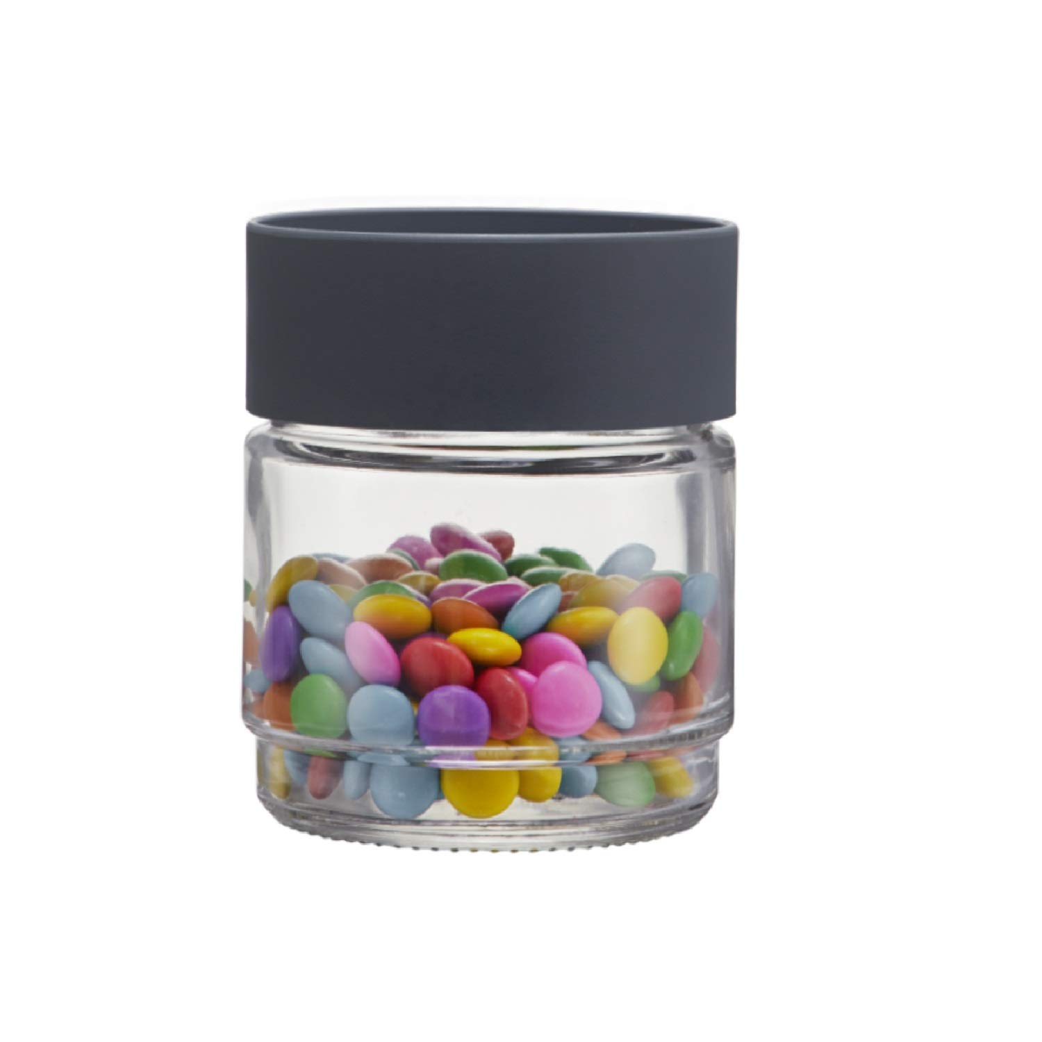 CELLO Modustack Glassy Storage Jars For Kitchen 500 ml Grey | Freezer & Fridge Safe Airtight Stackable Leadfree Toughened Glass Kitchen Storage Container For Beans, Whole Grains, Spices & Dry Fruits