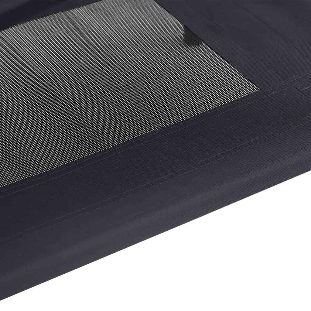 Cuccia per cani in acciaio nero, 76 x 62 x 70,5 cm, rialzata, traspirante, antigraffio, per interni ed esterni, con cuscino antiscivolo e tettuccio parasole rimovibile