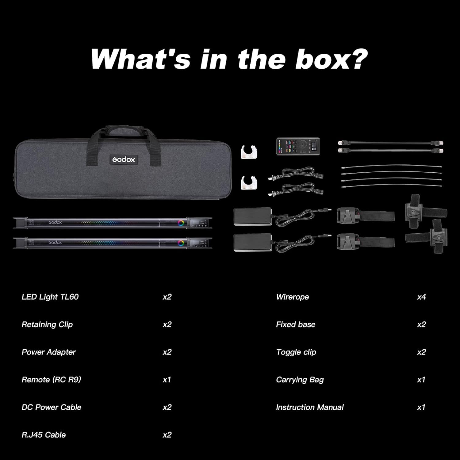 Godox 2Pack TL60 Handheld Light Wand, RGB Stick Light for Photography, 2600mAh Rechargeable Tube Light for Video Shooting, APP Control 2700K-6500K for Studio Photography Recording Streaming