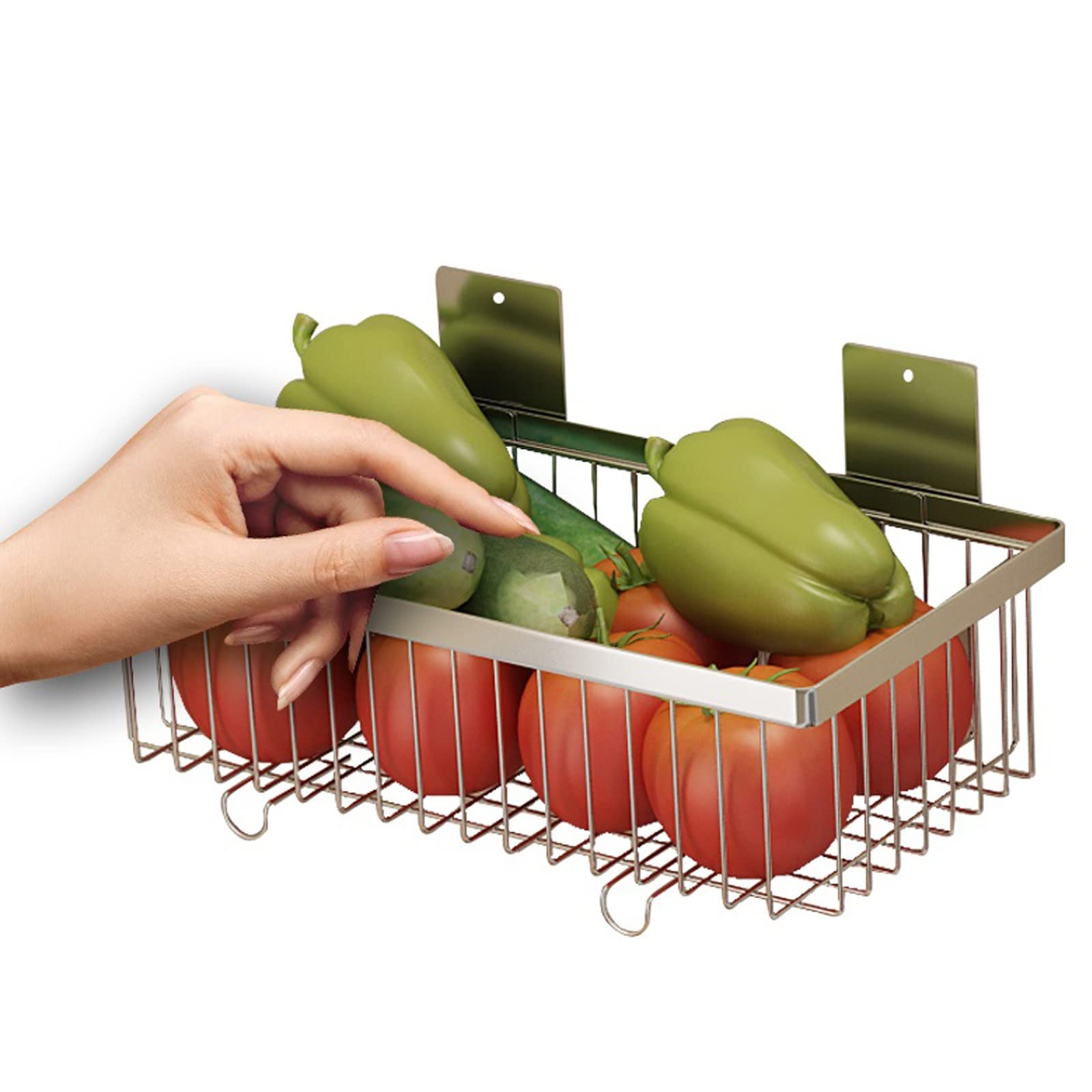 HJXGQJM Estante De Frutas Frutero De 2 Pisos Cesta De Frutas Metálica,Cesta De Almacenamiento Montada En La Pared, Cesta De Frutas Y Vegetales De Metal Estante para Frutas y Verduras(Noir)