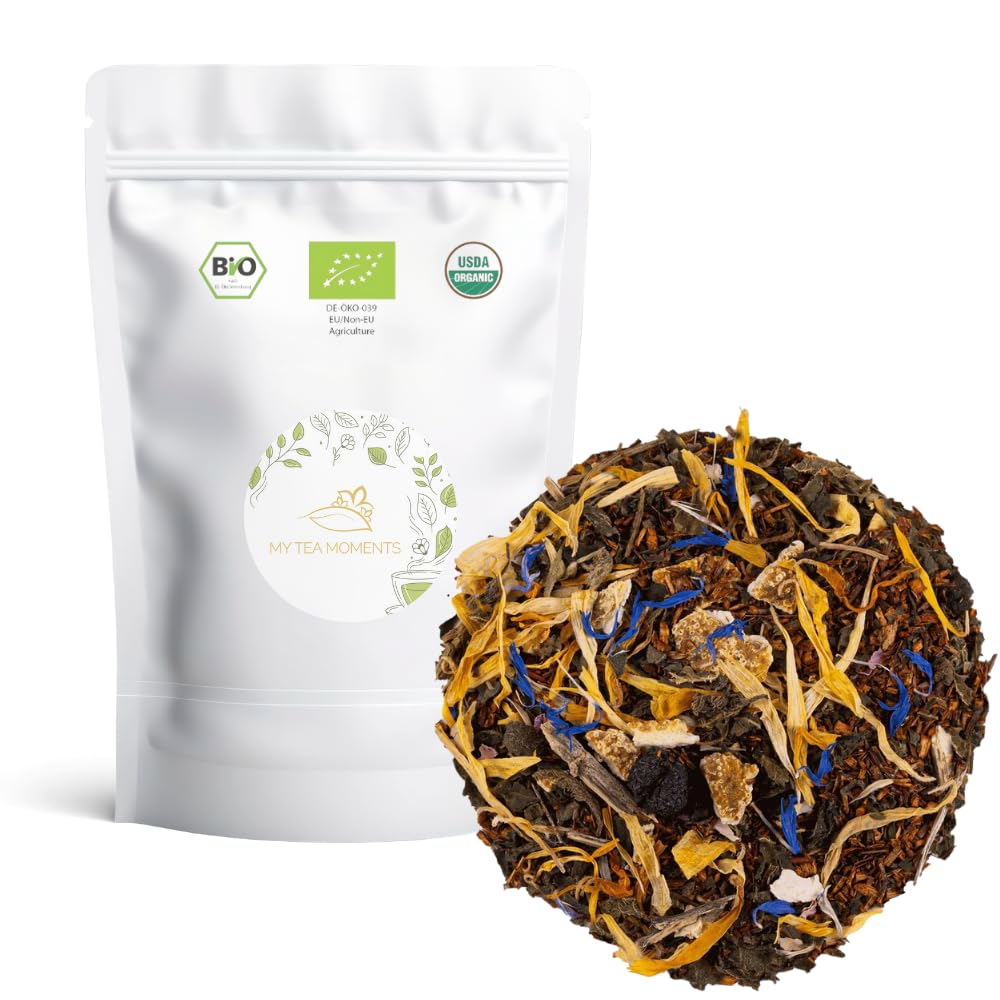 Rooibos de Mango y Naranja a Granel 100 Gramos - My Tea Moments - Cultivo Sostenible - Ingredientes Naturales: Aciano, Albaricoque, Caléndula, Mango, Naranja, Rosa.