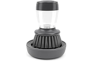 Palm Dish Brush with Soap Draining Tray Dispenser Kitchen Scrub Brush for...