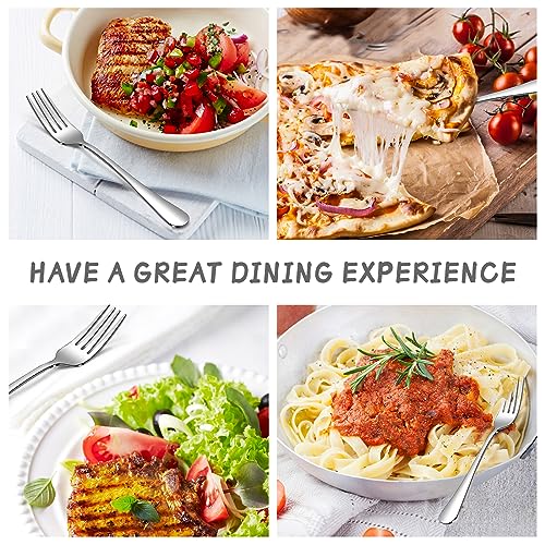 Image of Forks and Spoons Set, 10PCS 6.7 inch Salad Forks and 10PCS 6.7 inch Soup Spoons, Stainless Steel Silverware set of 20, Mirror Polished & Dishwasher Safe