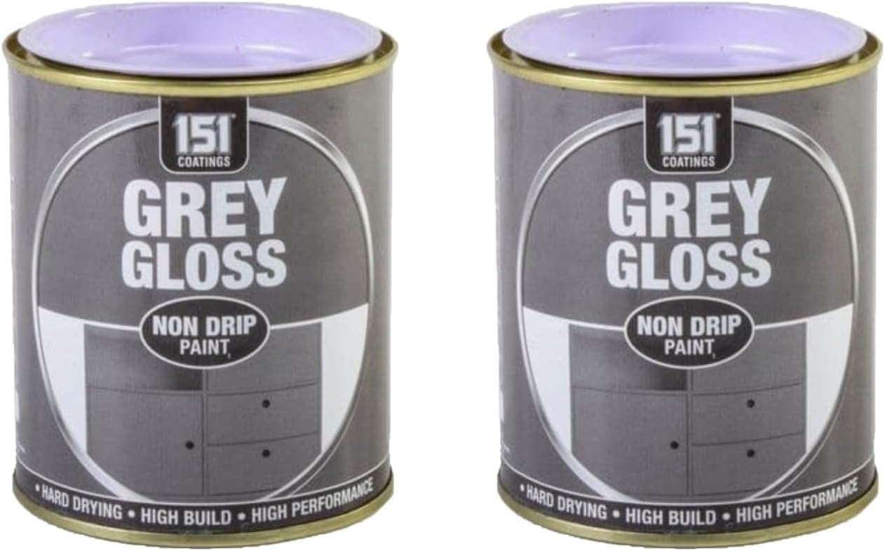 MSQUARE Non-Drip Paint, Quick Drying, Smooth Coverage, Easy Application, Longlasting, Durable, Minimal Drip Consistent, Ideal for Home, Garage & Workshop Use, Grey Gloss, 300ml (Pack of 2)