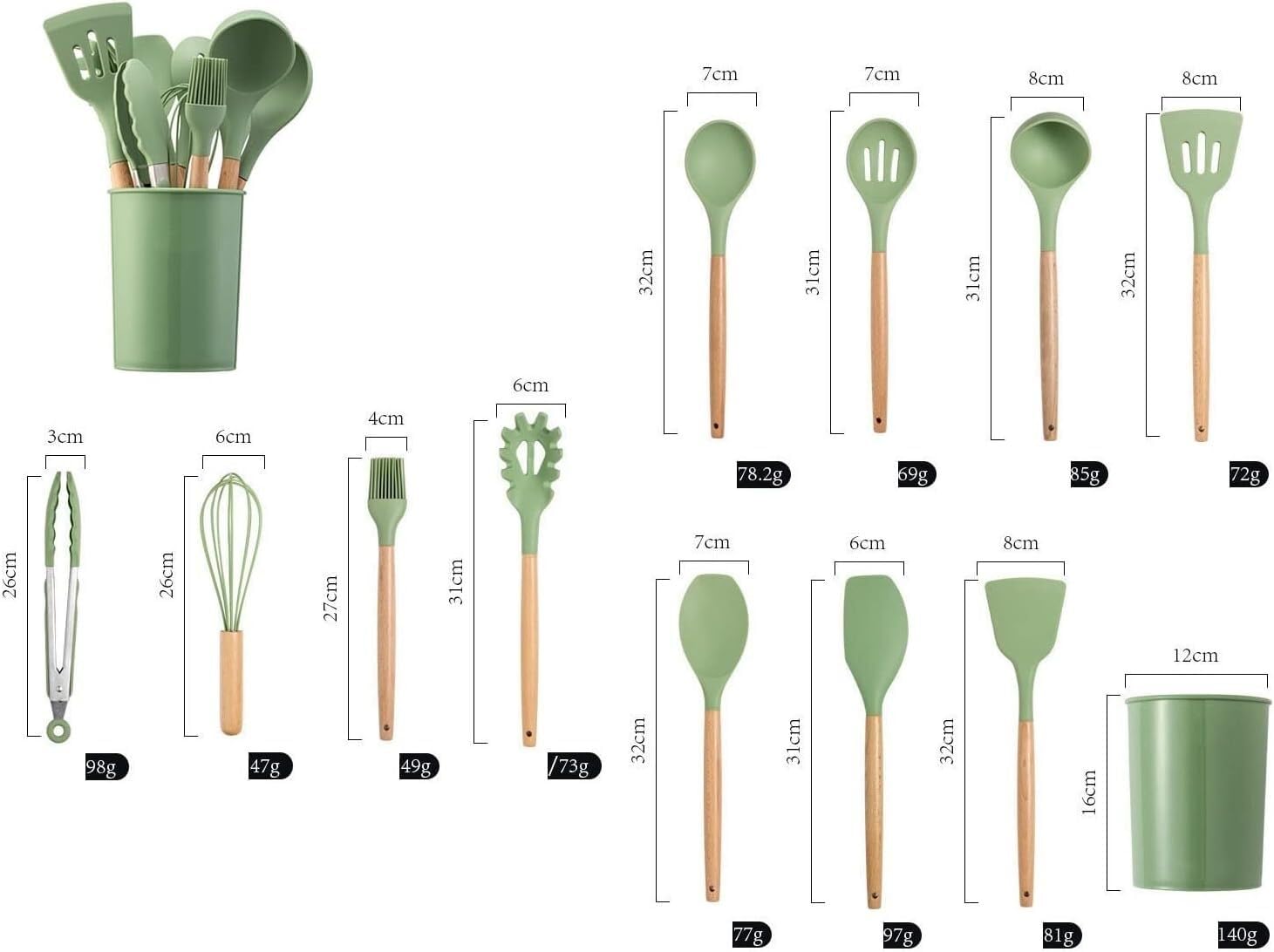 Set di Utensili da Cucina, Set di Utensili da Cucina Utensili da Cucina in Silicone Utensili da Cucina Antiaderenti