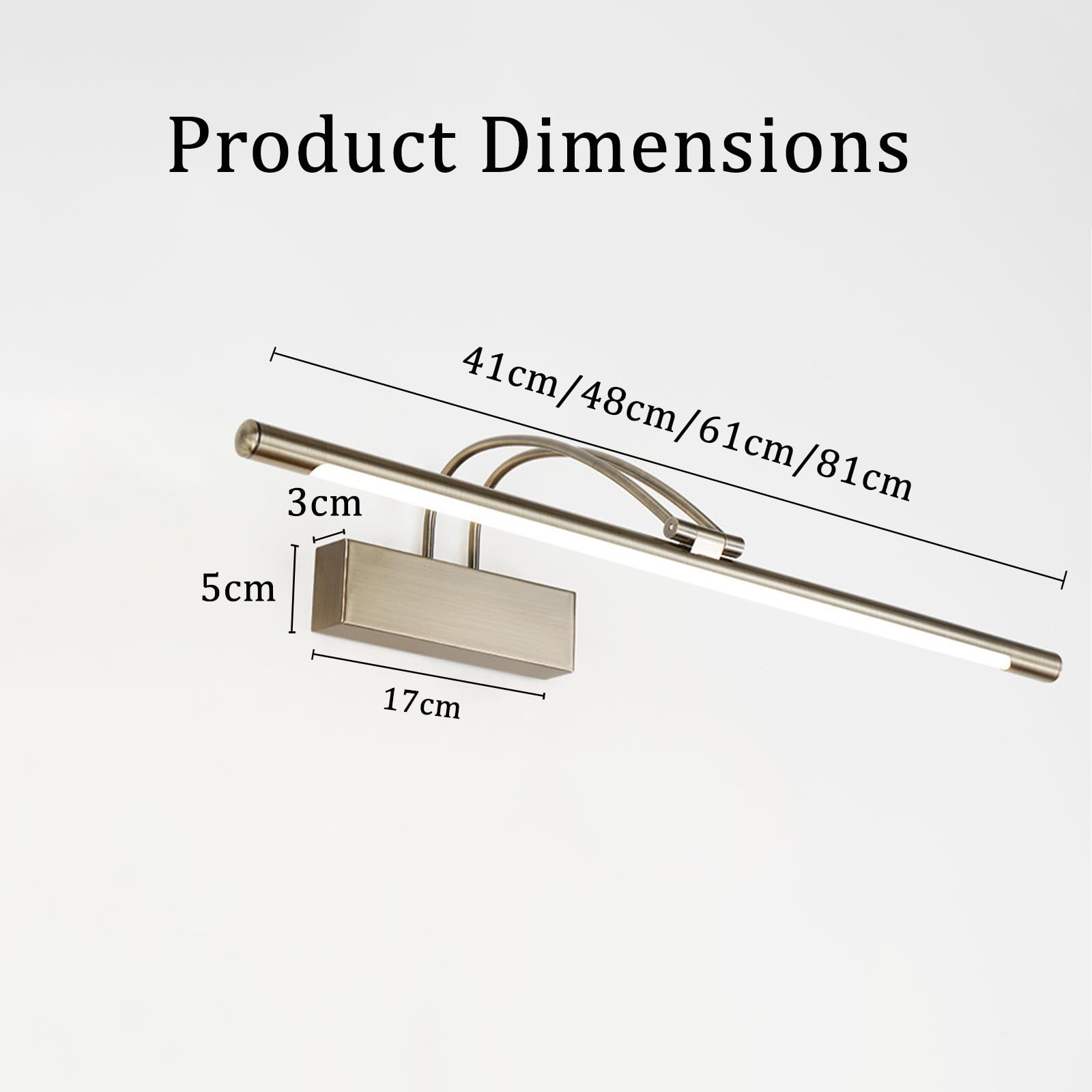 LED Spiegelleuchte Bad Wandleuchten mit 240° Schwenkbarem Faltbar Lampenkopf Wandbeleuchtung Modern Wasserdicht Wandleuchte für Wohnzimmer Badezimmer Schlafzimmer (Bronze Natürliches Licht,81cm)