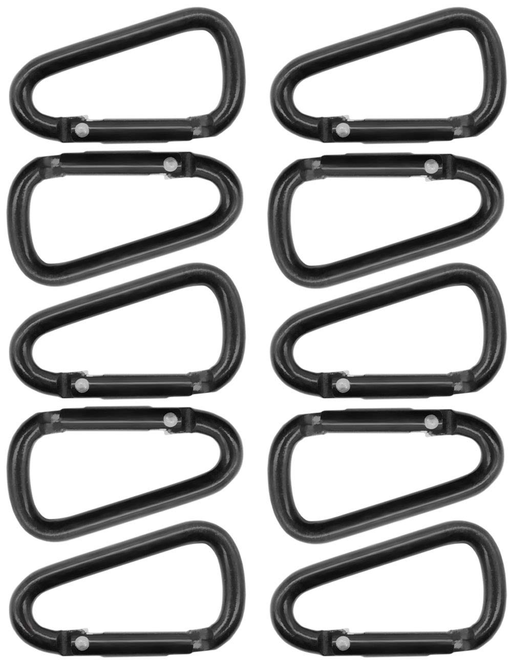OutdoorSaxx® - Mini moschettoni in alluminio, 4 cm, 10 pezzi, colore: nero, confezione da 10