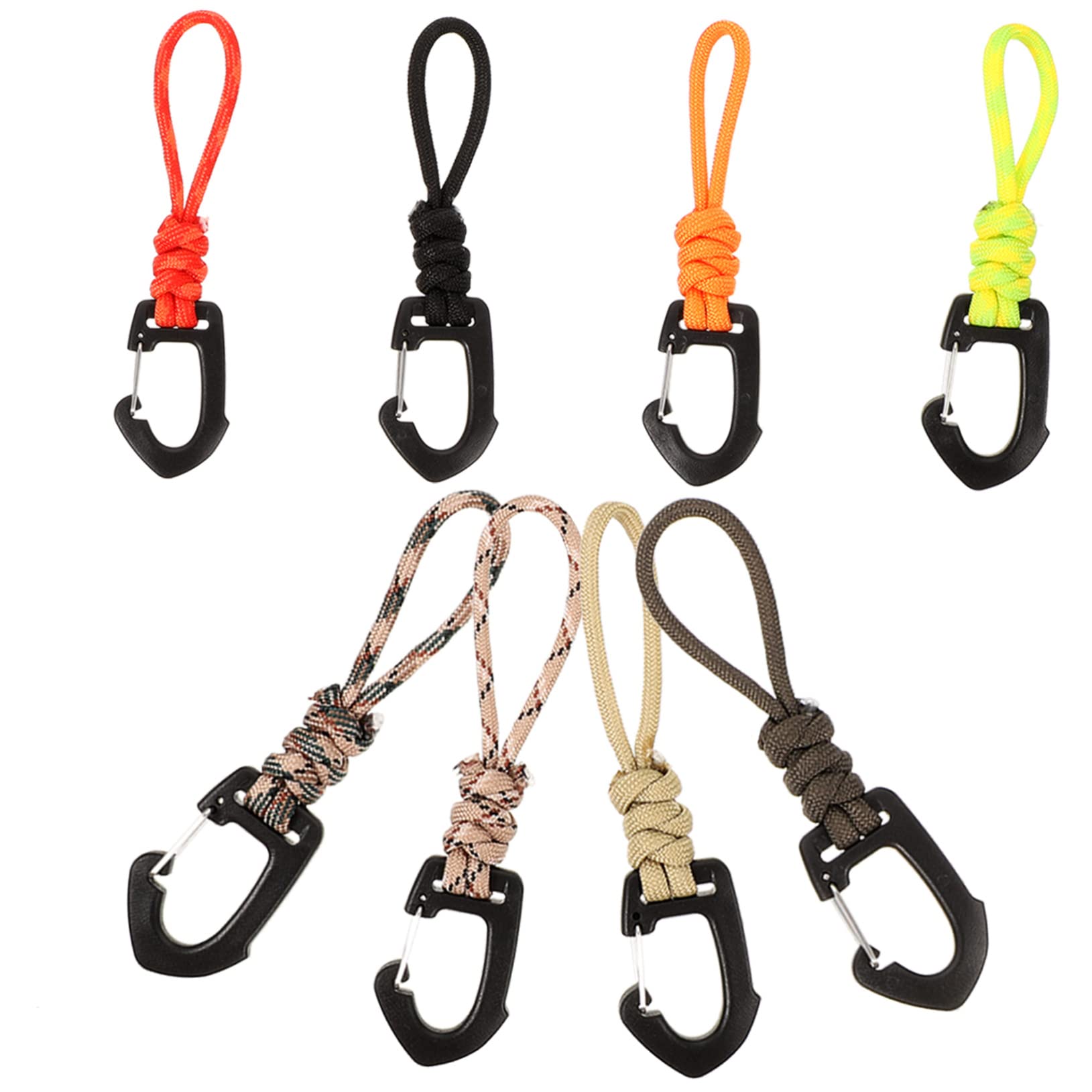 SKISUNO 8pcs Outdoor Lanyard Keyring Keychain Lanyards for Keys Hooks Rope Key Camping Safety Buckle Carabiner Clip