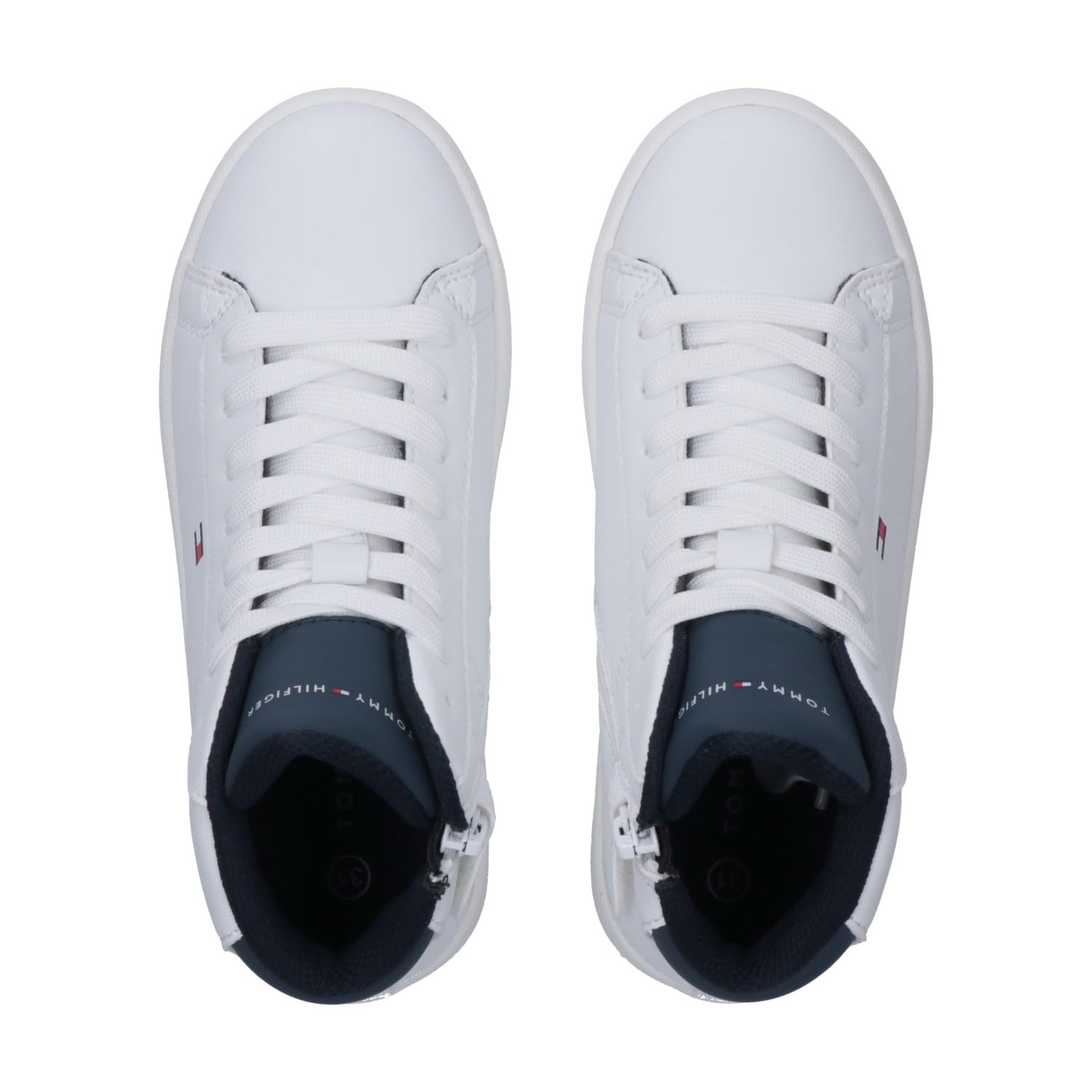 Tommy Hilfiger, Zapatillas a Media Altura con Cordones para niños y niñas, Jack, Blanco/BLU, 38