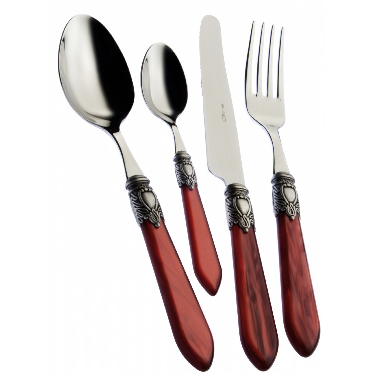Ménagère BUGATTI Oxford Bordeaux 24 pièces avec manche effet nacre