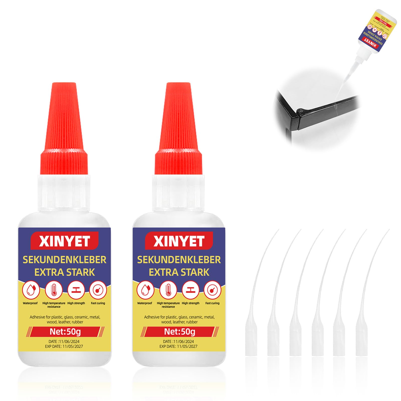 100g Super Glue para Plástico, Adhesivo Extrafuerte para Pegar Todos los Materiales