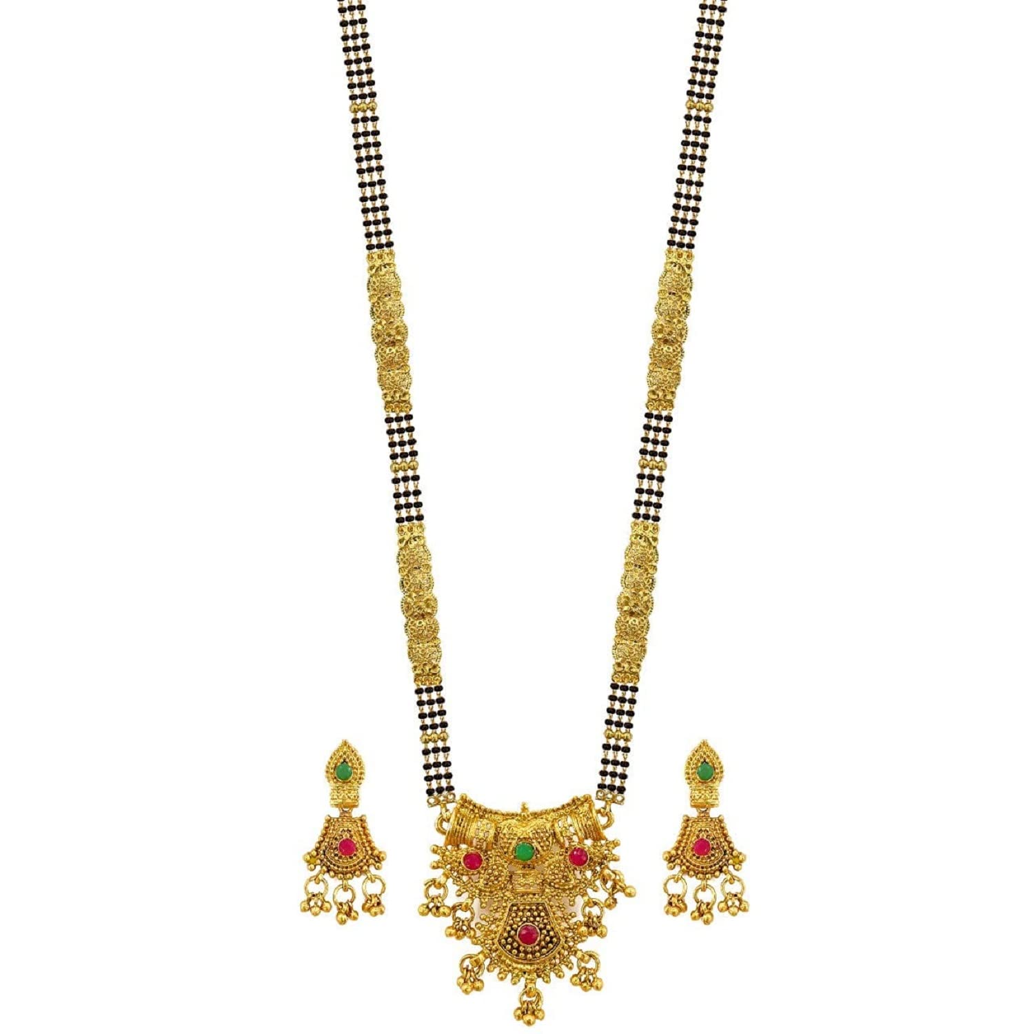 Soni Designs Traditional, Gold Plated, Black Bead, Mangalsutra, Golden Chain of Women with Earrings for Daily Use (B0C1SM25XK) Amazon Price History, Amazon Price Tracker