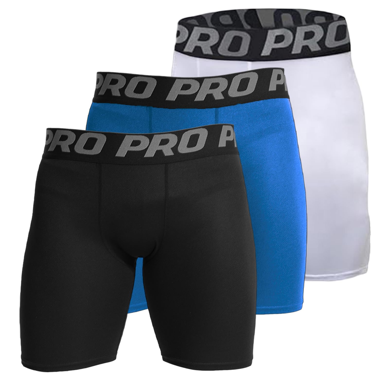 LANBAOSI 3 Piezas Pantalones Cortos de Compresión Hombre Running Gimnasio Transpirable Secado Rápido