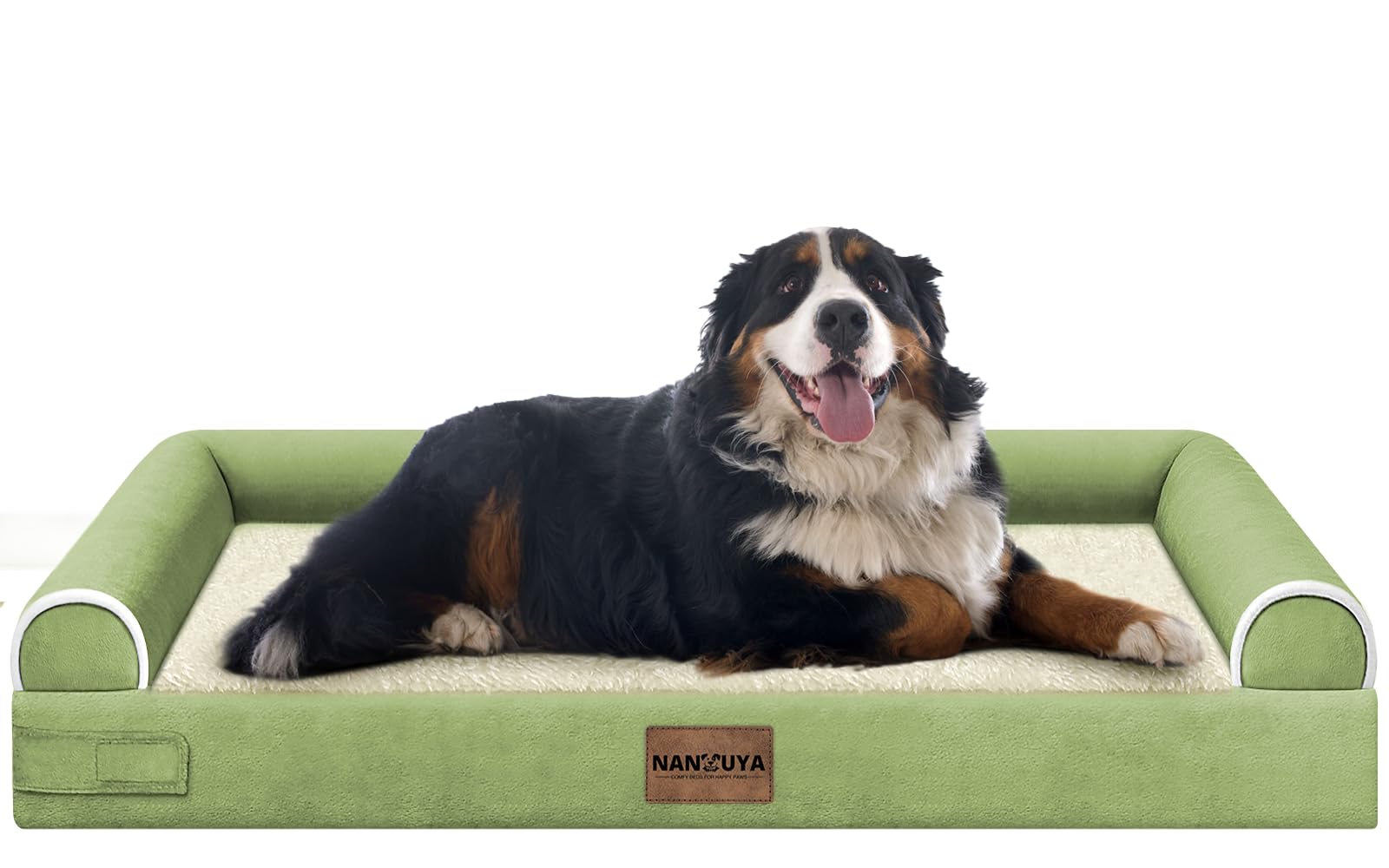 Large Dog Bed Orthopedic Washable: Jumbo Dog Bed Bolster Extra Large Dogs Egg Crate Foam Sofa Couch Waterproof Removable Cover - Grass Green