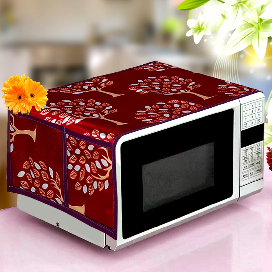 KANUSHI Industries® Microwave/Oven Top Cover with 4 Utility Pockets (VAR2-MICRO-TREE-MAROON) (B09BD3RM24) Amazon Price History, Amazon Price Tracker