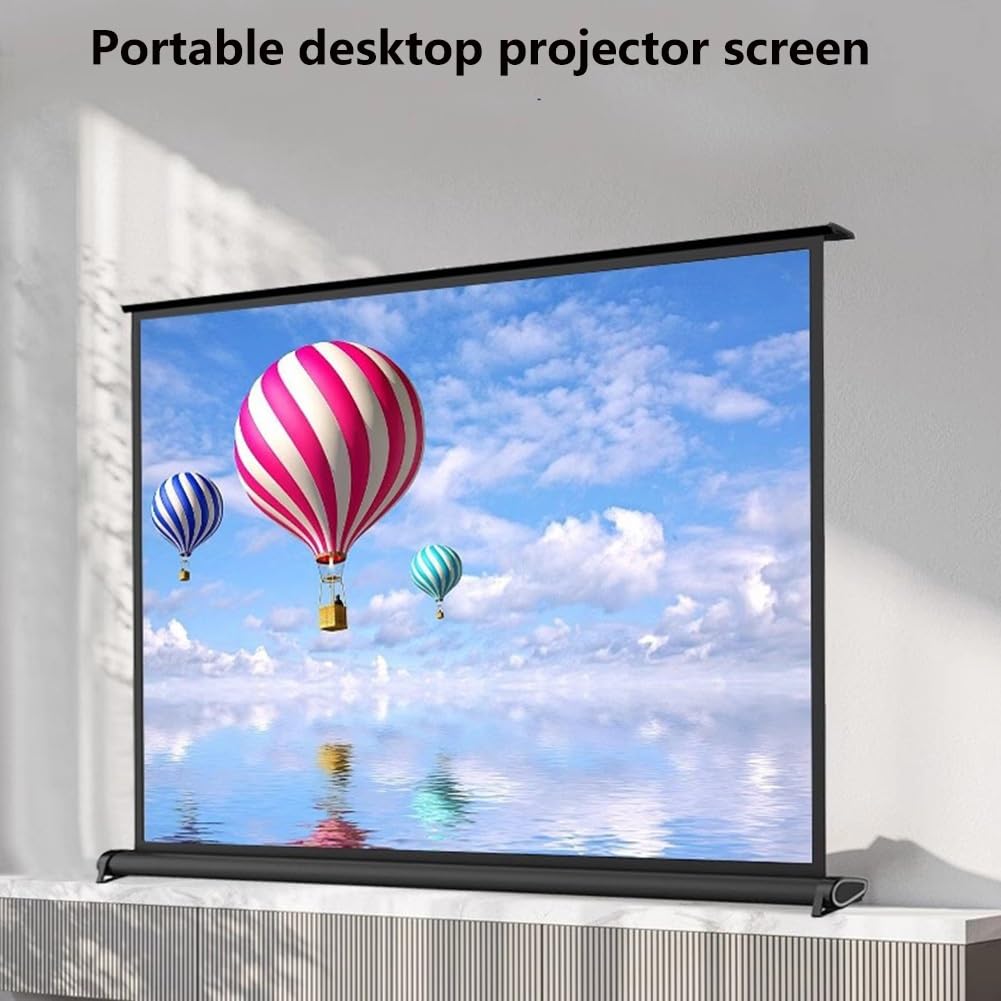 Generico Schermo per Proiettore Piccolo, Schermo per Proiettore da Pavimento Estraibile Manualmente Retrattile 16:9 4K HD per Scuole, Interni ed Esterni(36inch)