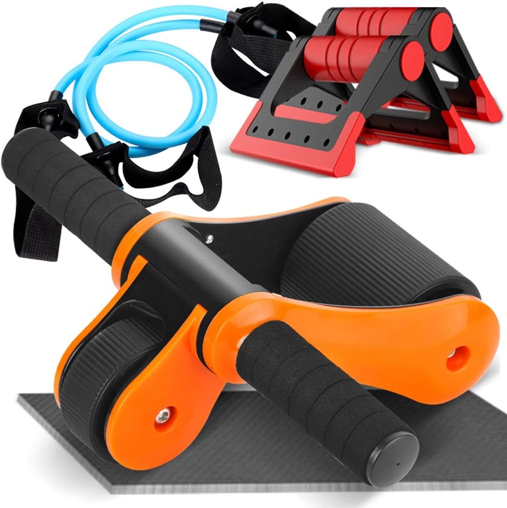 Abdominal Wheel Hassock Pull Rope Folding Push Ups 4 Piece Set Motion Roller Portable Work Out Abdominal Muscle Wheel Fitness Equipment
