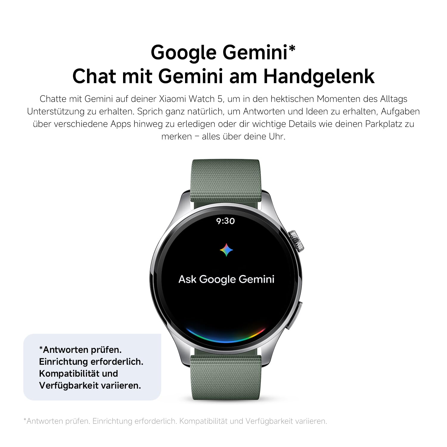 XIAOMI Watch 5 Smartwatch 47mm, Google Wear OS, NFC-Zahlung, KI mit Gemini, 1,54” Display, bis zu 6 Tagen Akkulaufzeit, GPS-Fitness-Tracking, Gestensteuerung, Bluetooth, Nur für Android, Grün