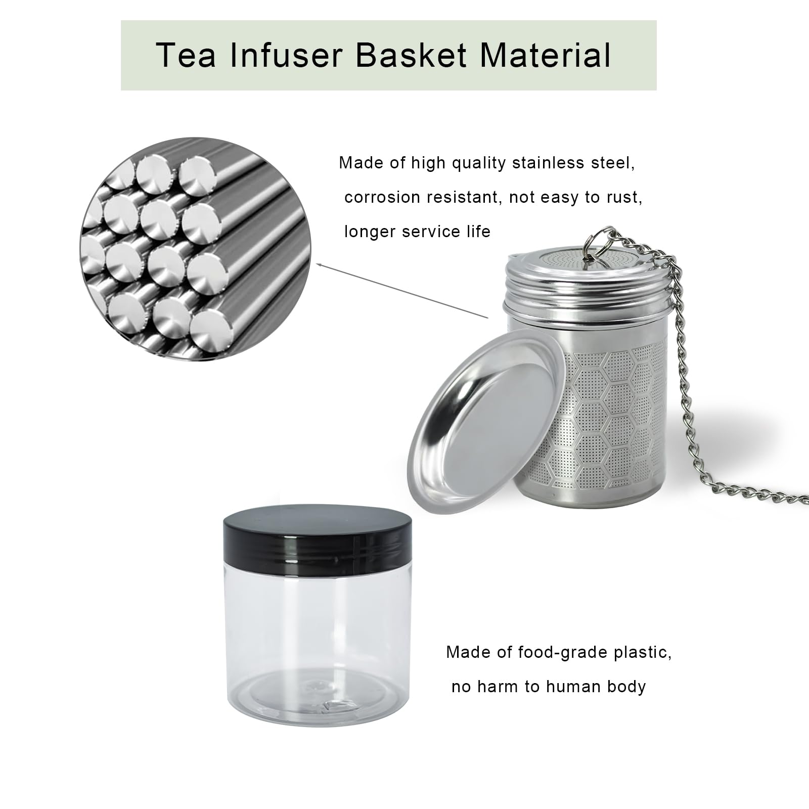Infusor de té para té suelto, acero inoxidable, hojas sueltas, colador de té de malla fina con cadena larga y 1 bandeja de goteo, jarra infusora de té caliente para té suelto, té de hierbas,