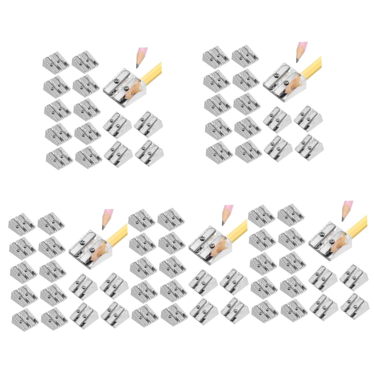 NUOBESTY Lot De 5 Taille-crayons En Métal À Double Trou Pour Bureau 20 Pièces X 5