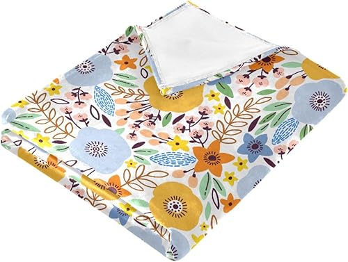 Miniatura 2 de KLL Beauty Floral Pattern Poppy Leaves Flannel Blanket, Flannel Cozy Throws for Home Decor, Office, Car, Winter Blanket 60"x90" Flannel Blanket