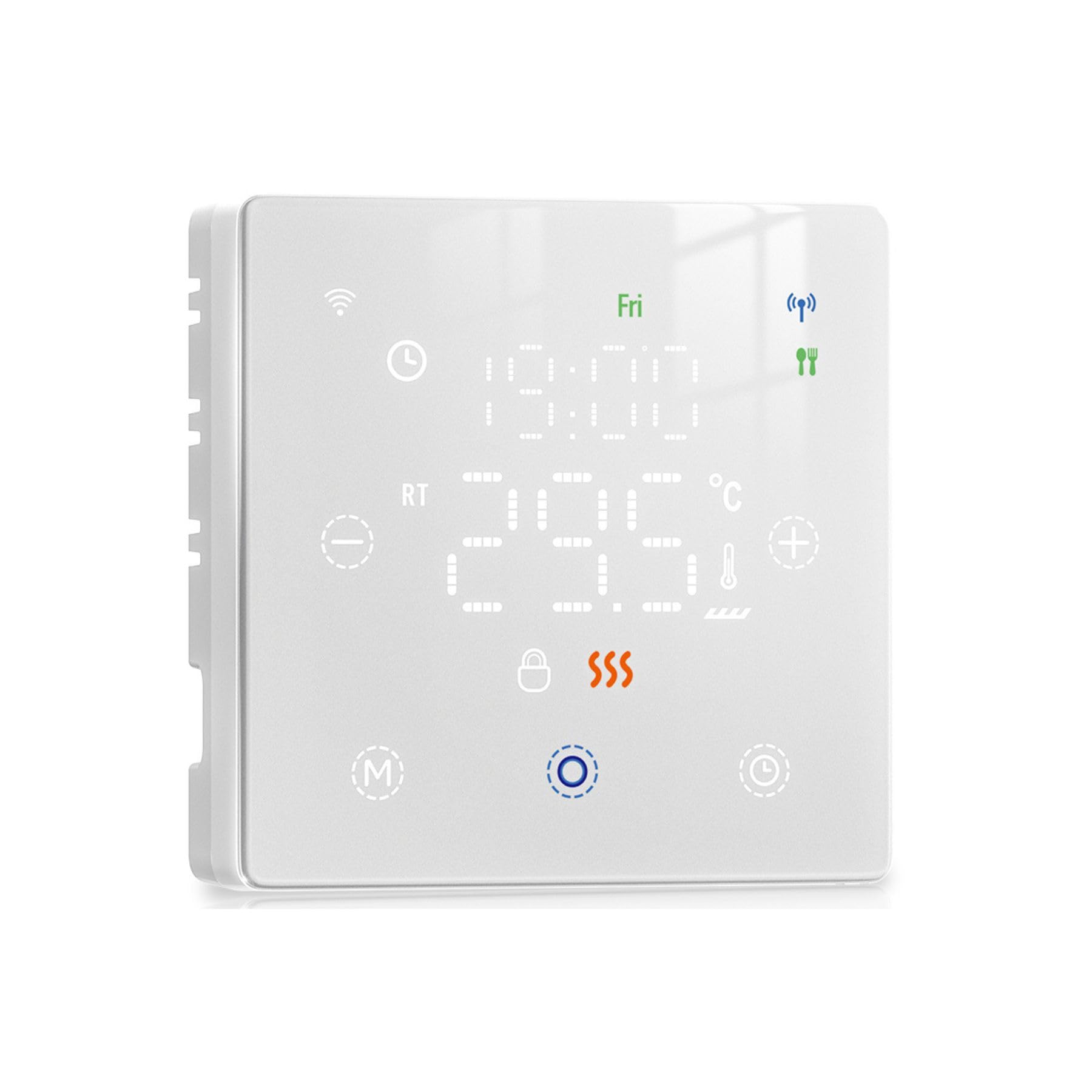 Termostato WiFi a pilas blanco, Smart para caldera de gas, pantalla táctil 86 x 86 mm, compatible con TUYA Smart Life, montaje en pared o empotrado, caja 502, programación semanal