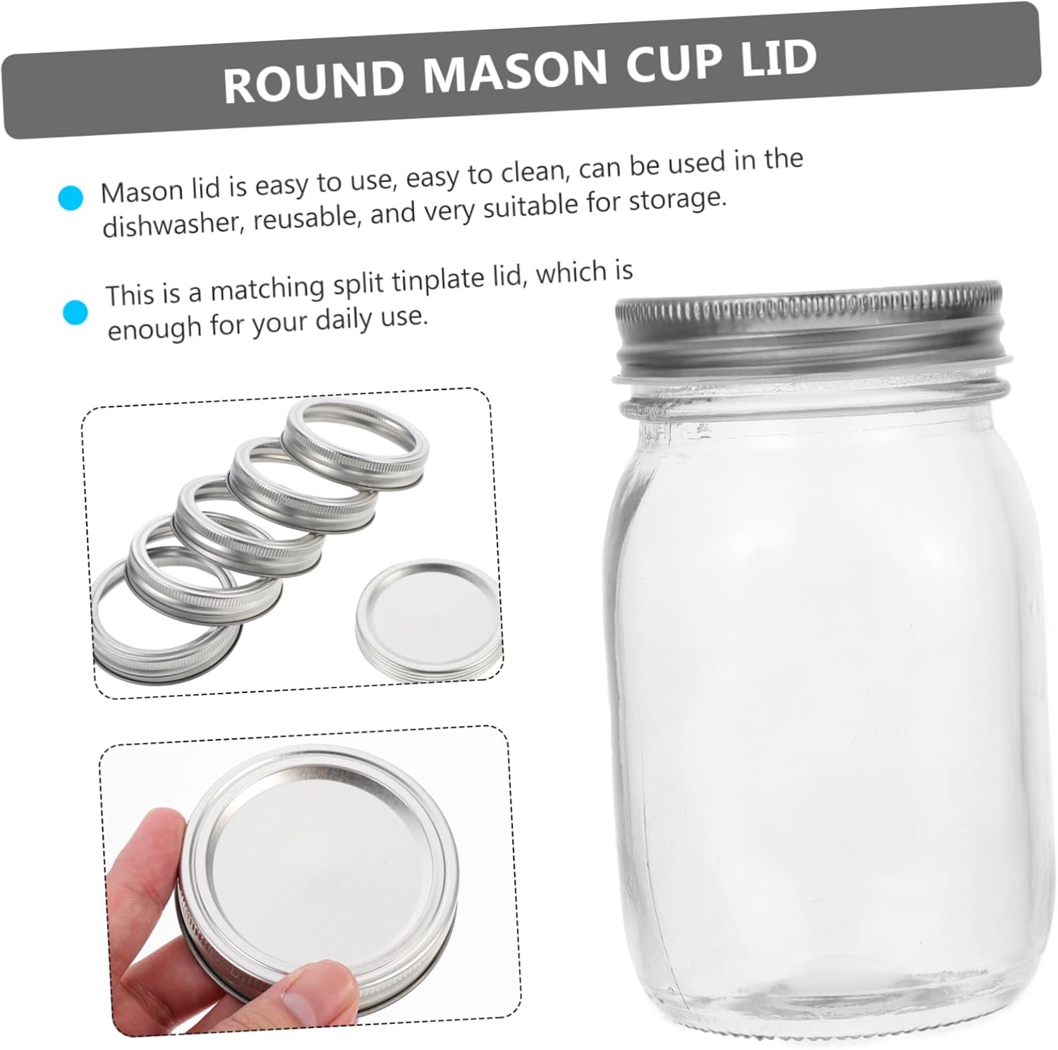50pcs Split-Type Jar Lids for Mason Jars Sturdy Metal Covers Airtight Seal for Preserving Foods and Beverages for Canning and Storage